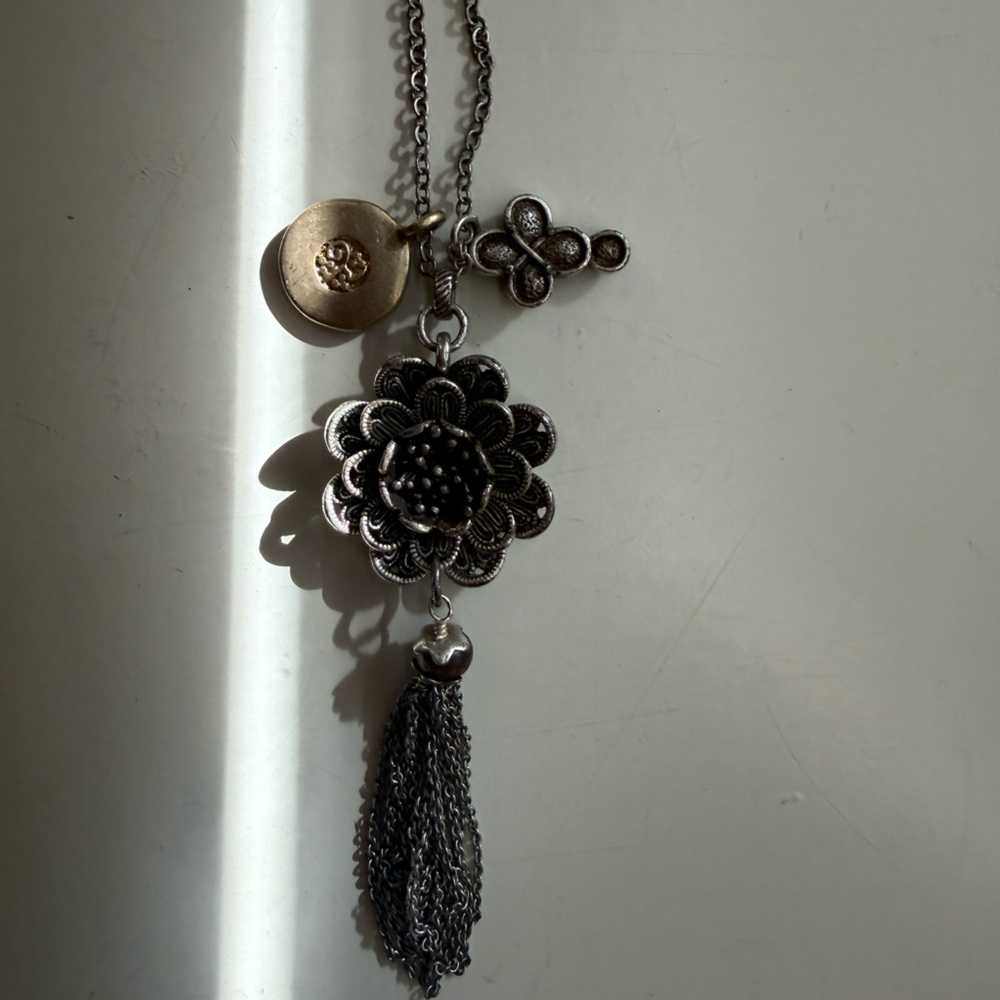 Lucky Brand Silver and Gold Pendant Necklace